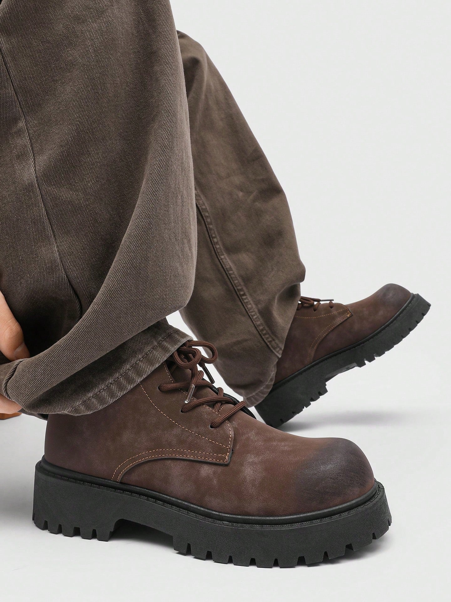 Fashionable High-Top Men's Boots, Thick Sole, Anti-Slip, Vintage Casual Style, Ankle Boots For Plus Size Men, Winter Outdoor