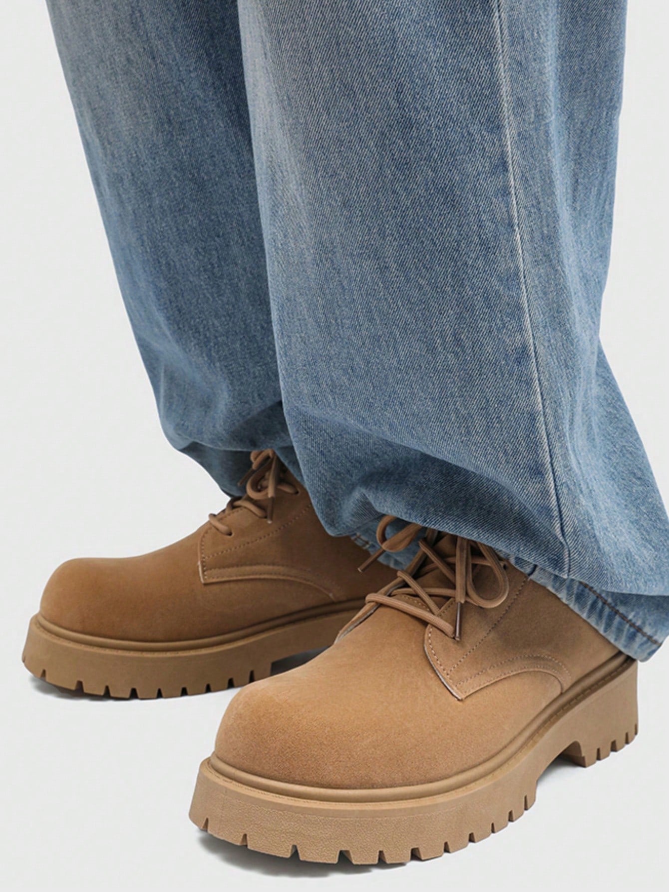 Fashionable High-Top Men's Boots, Thick Sole, Anti-Slip, Vintage Casual Style, Ankle Boots For Plus Size Men, Winter Outdoor