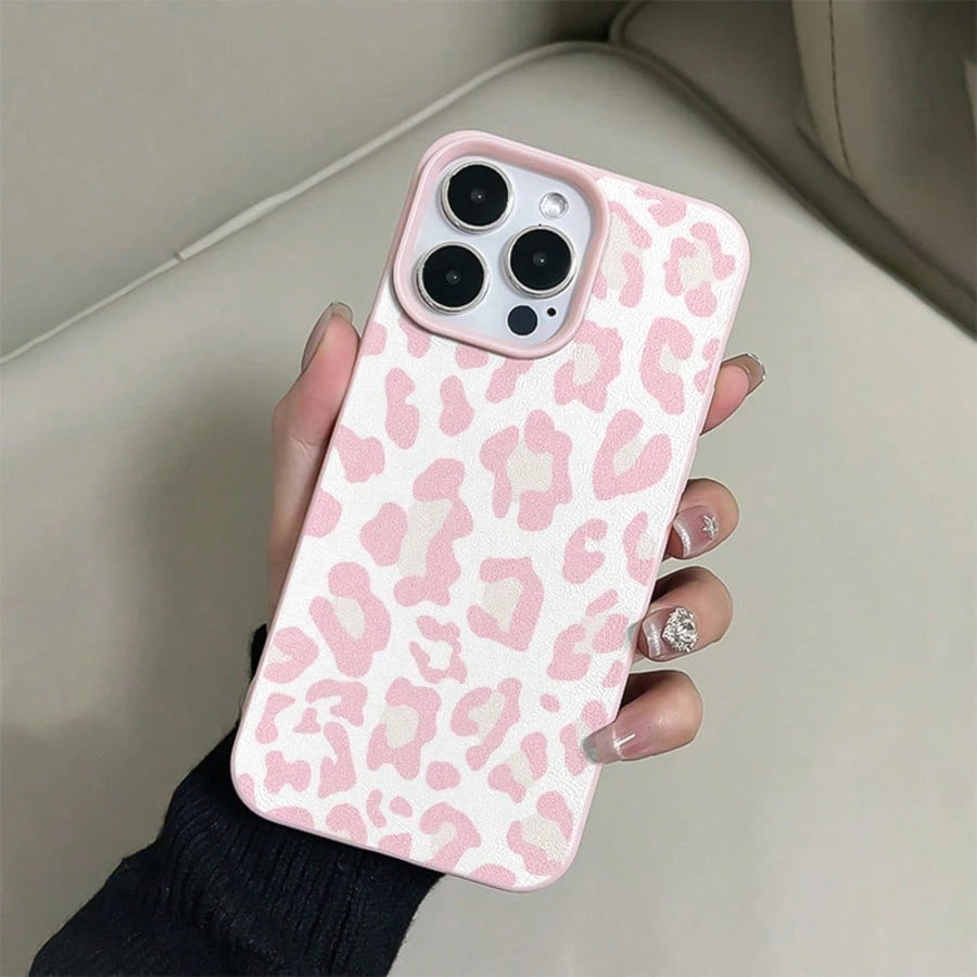 Fashionable Leather Texture Pink TPU Shockproof Protective Case Compatible With IPhone, Suitable As Birthday And Christmas Gift For Couples, Girlfriends, Daughters, Teenage Girls