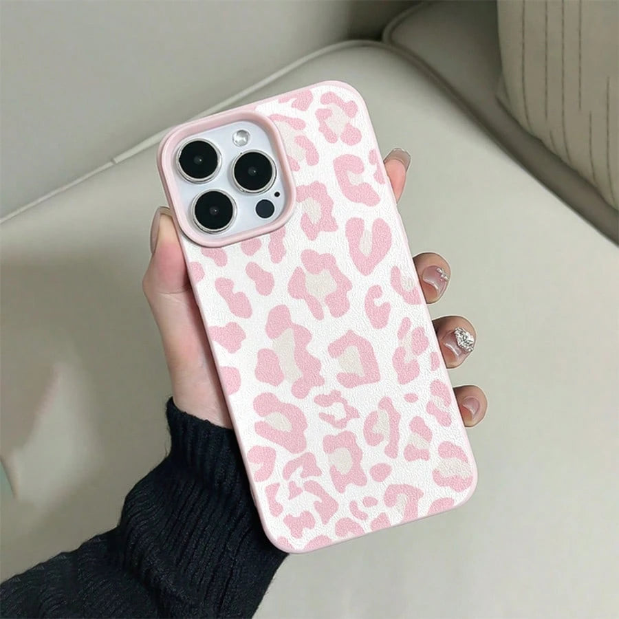 Fashionable Leather Texture Pink TPU Shockproof Protective Case Compatible With IPhone, Suitable As Birthday And Christmas Gift For Couples, Girlfriends, Daughters, Teenage Girls