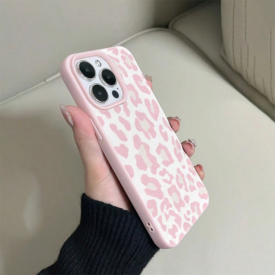 Fashionable Leather Texture Pink TPU Shockproof Protective Case Compatible With IPhone, Suitable As Birthday And Christmas Gift For Couples, Girlfriends, Daughters, Teenage Girls