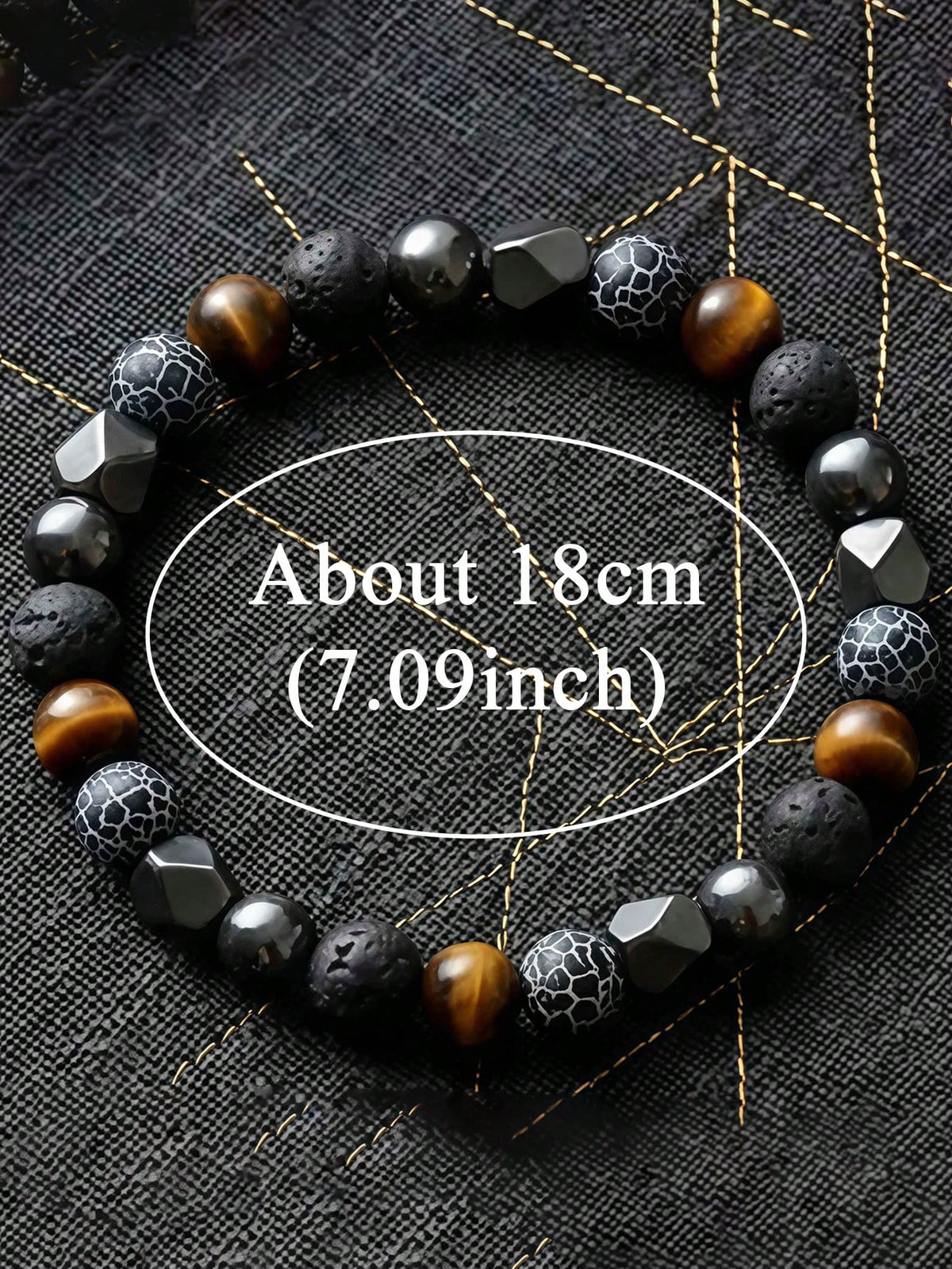 Fashionable Men's Wealth Bracelet, Weathered Agate & Black Lava Handmade, Courage, Confidence Retro Meditation Jewelry Gifts, Suitable For Daily Wear