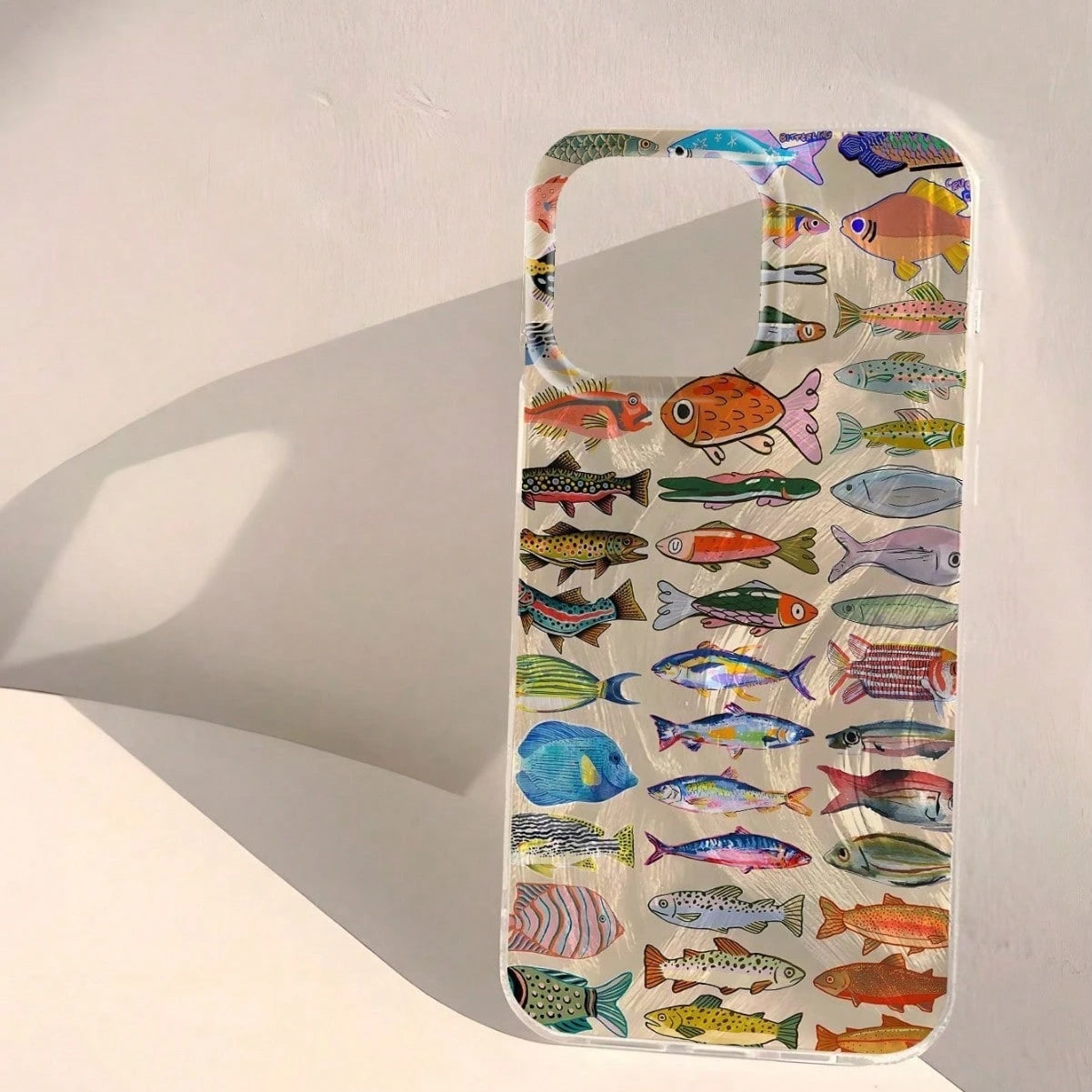 Fashionable Minimalist Water Ripple Full Screen Ocean Fish Phone Case, Compatible With IPhone 17 Pro Max, 17 Pro, 17 Air, 17, 16, 15, 14, 13, 12, 11 Pro Max, Anti-Drop Shockproof Protective Frame