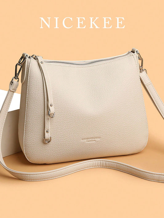 Fashionable, Simple, Solid Color Multifunctional Shoulder Bag, Niche Design Retro Synthetic Leather Crossbody Bag, Suitable For Shopping Commuting