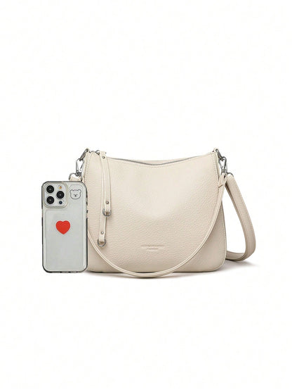 Fashionable, Simple, Solid Color Multifunctional Shoulder Bag, Niche Design Retro Synthetic Leather Crossbody Bag, Suitable For Shopping Commuting