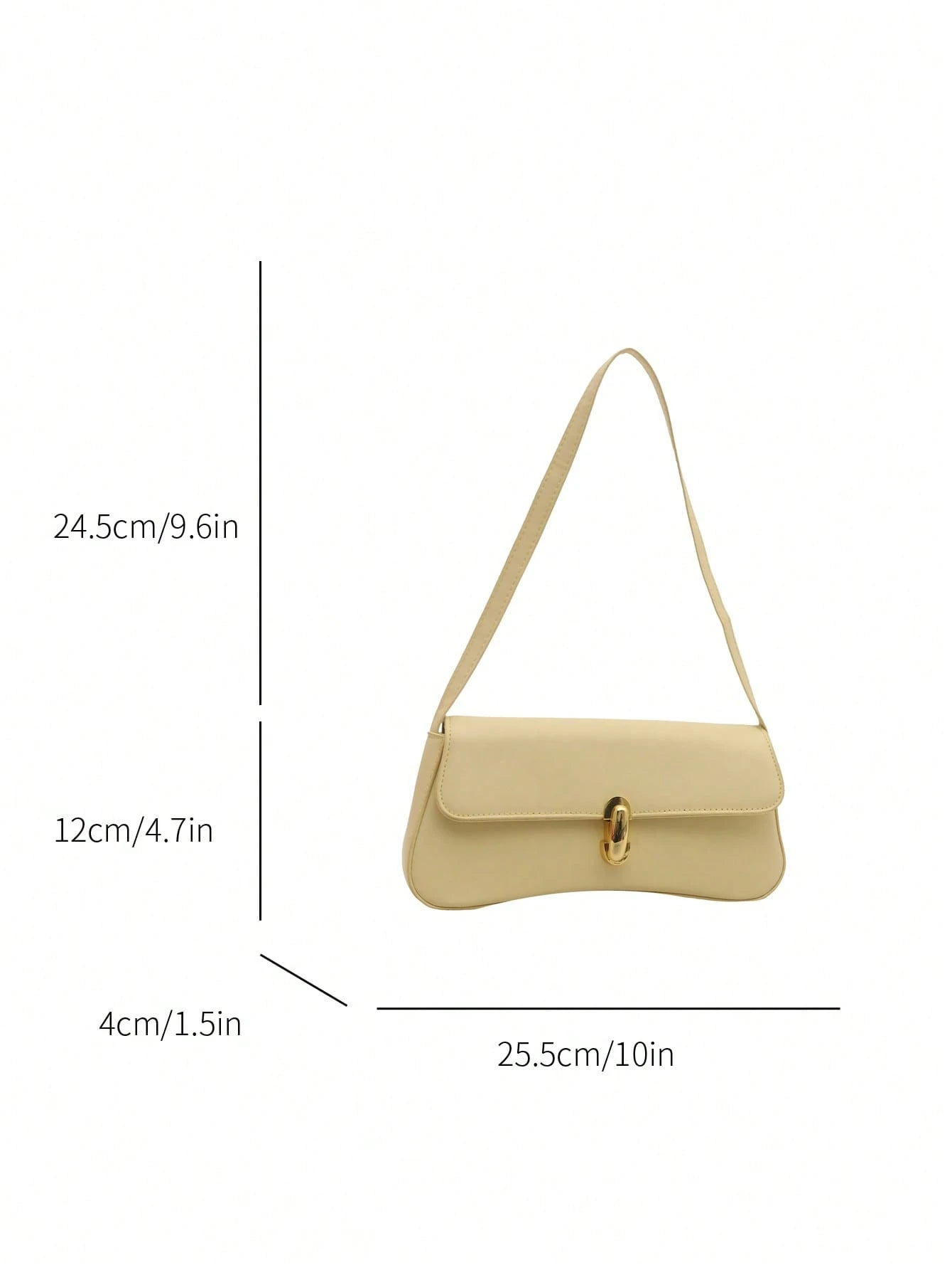 Fashionable Solid Color Metal Decor Shoulder Bag, Versatile Minimalist Chic Underarm Handbag For Women, Suitable For Shopping Yellow