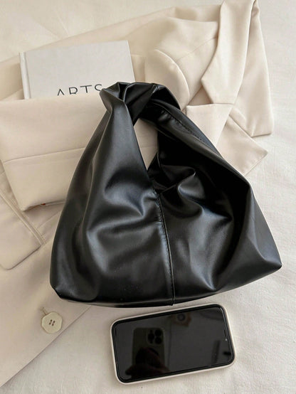 Fashionable Versatile Solid Color New PU Shoulder Bag, Casual Minimalist Baguette Small Bag, Women Handbag