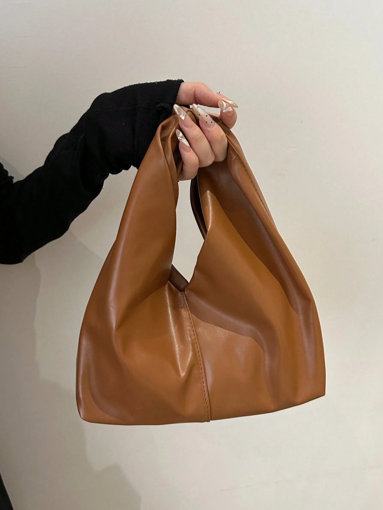 Fashionable Versatile Solid Color New PU Shoulder Bag, Casual Minimalist Baguette Small Bag, Women Handbag