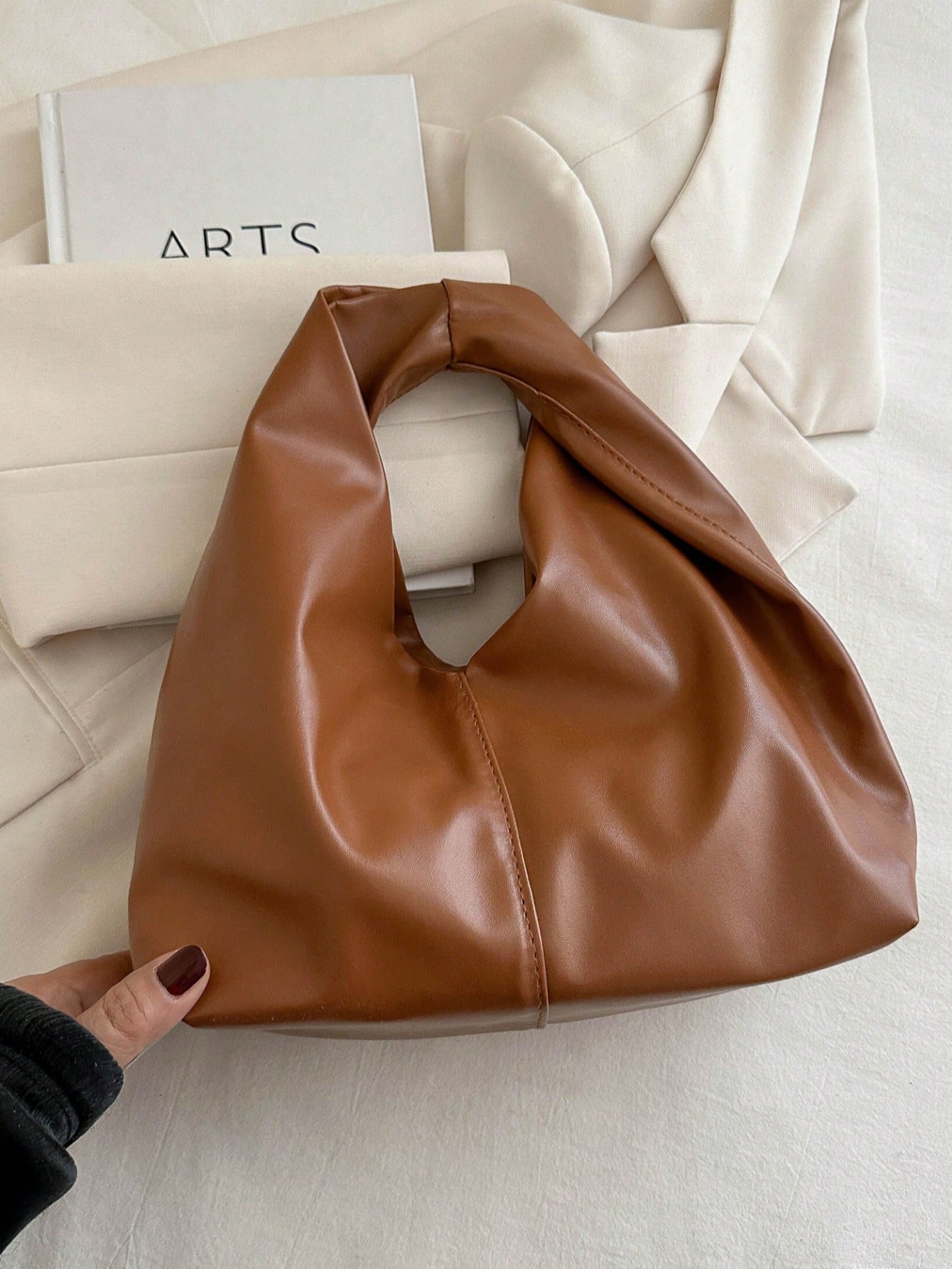 Fashionable Versatile Solid Color New PU Shoulder Bag, Casual Minimalist Baguette Small Bag, Women Handbag
