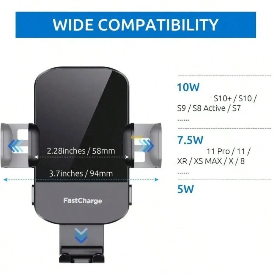 Fast Charging Auto Sensing Car Phone Holder, Universal Wireless Charger Mount