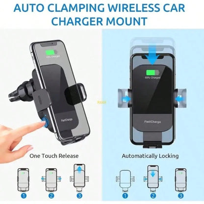 Fast Charging Auto Sensing Car Phone Holder, Universal Wireless Charger Mount