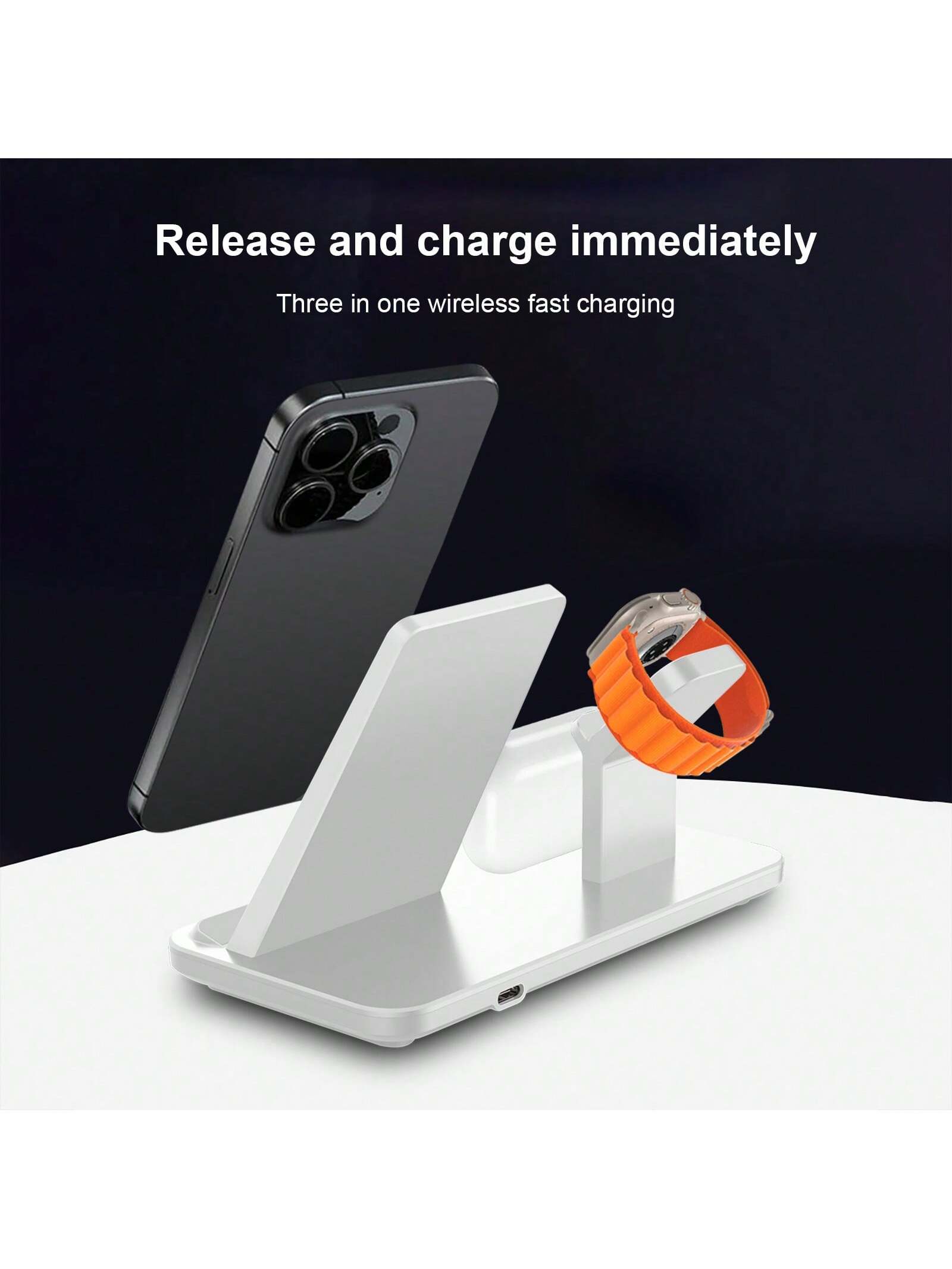 Fast Charging Dock Station For Multiple Devices- 15W 3 In 1 Wireless Charger Stand Compatible With IPhone 17/Air/16/15/14/13/12/11/Pro/Max/XS/XR/X/8/Plus, Compatible With Apple Watch 11/10/9/8/7/6/5