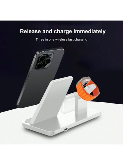 Fast Charging Dock Station For Multiple Devices- 15W 3 In 1 Wireless Charger Stand Compatible With IPhone 17/Air/16/15/14/13/12/11/Pro/Max/XS/XR/X/8/Plus, Compatible With Apple Watch 11/10/9/8/7/6/5