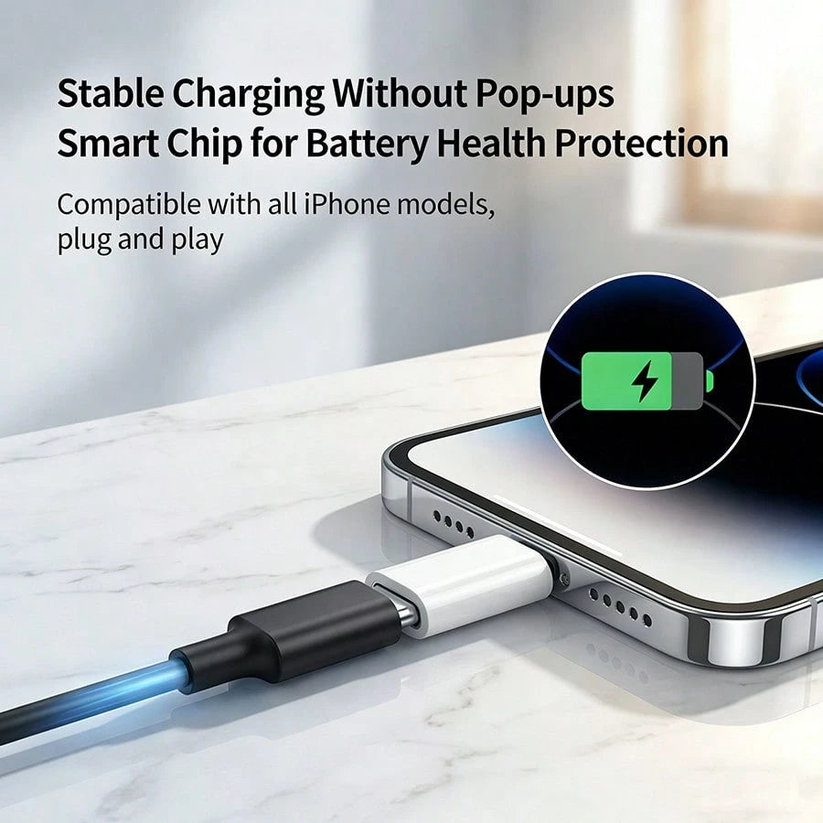 Fast Charging Type-C To Lightning Adapter Compatible With Iphone, Supports Calling/Music Listening/Charging/Data Transfer, Lightning Male To Type-C Female Adapter, Compatible With IPhone Charger And S
