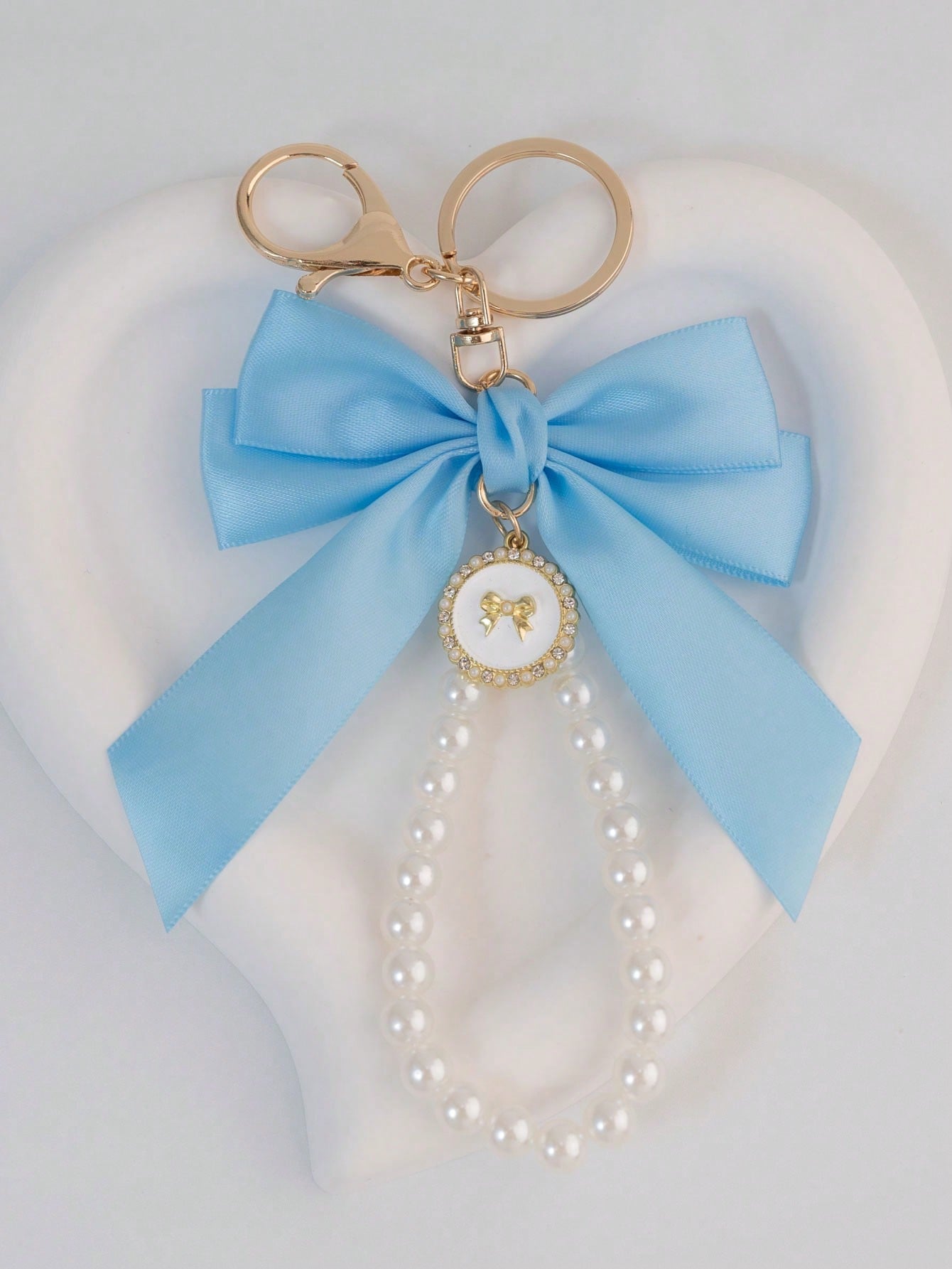 Faux Pearl Bow Mobile Phone Keychain Versatile Bag Accessory Bows Valentines