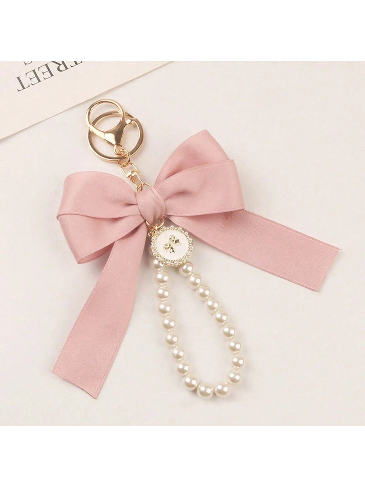 Faux Pearl Bow Mobile Phone Keychain Versatile Bag Accessory Bows Valentines