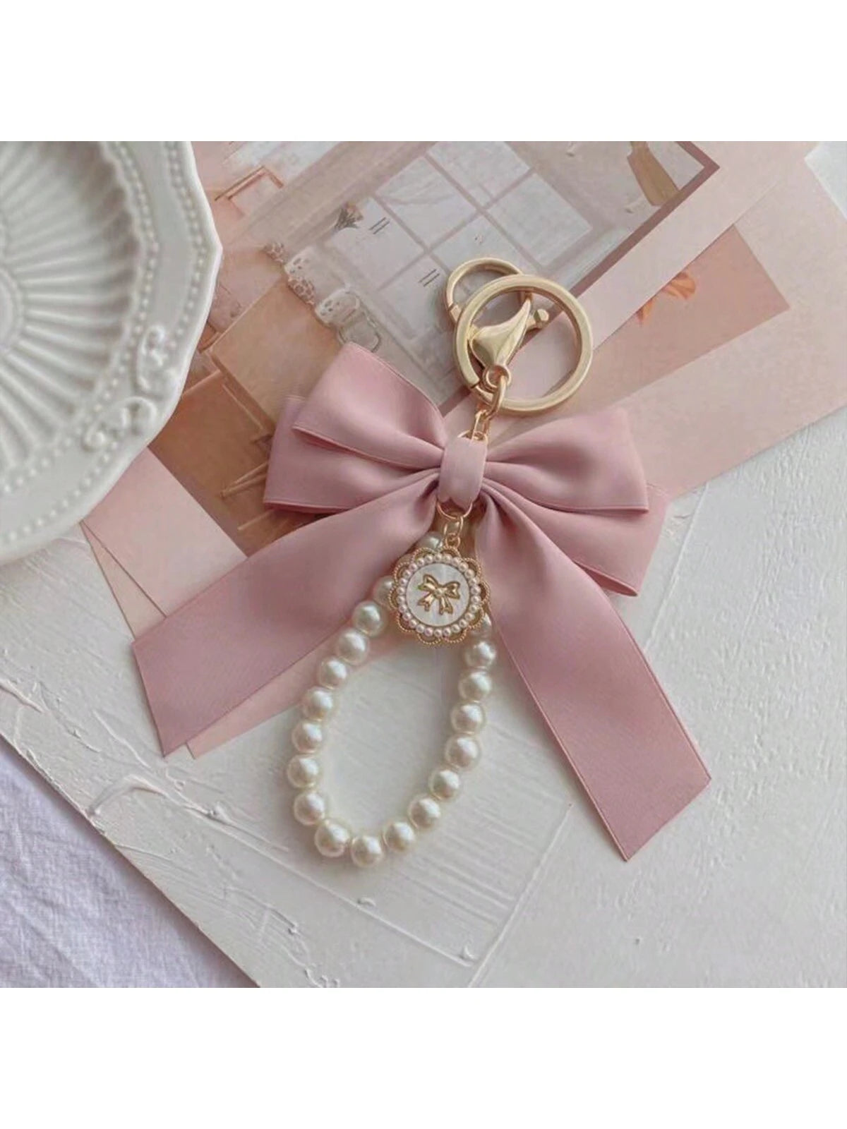 Faux Pearl Bow Mobile Phone Keychain Versatile Bag Accessory Bows Valentines