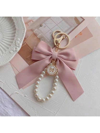 Faux Pearl Bow Mobile Phone Keychain Versatile Bag Accessory Bows Valentines