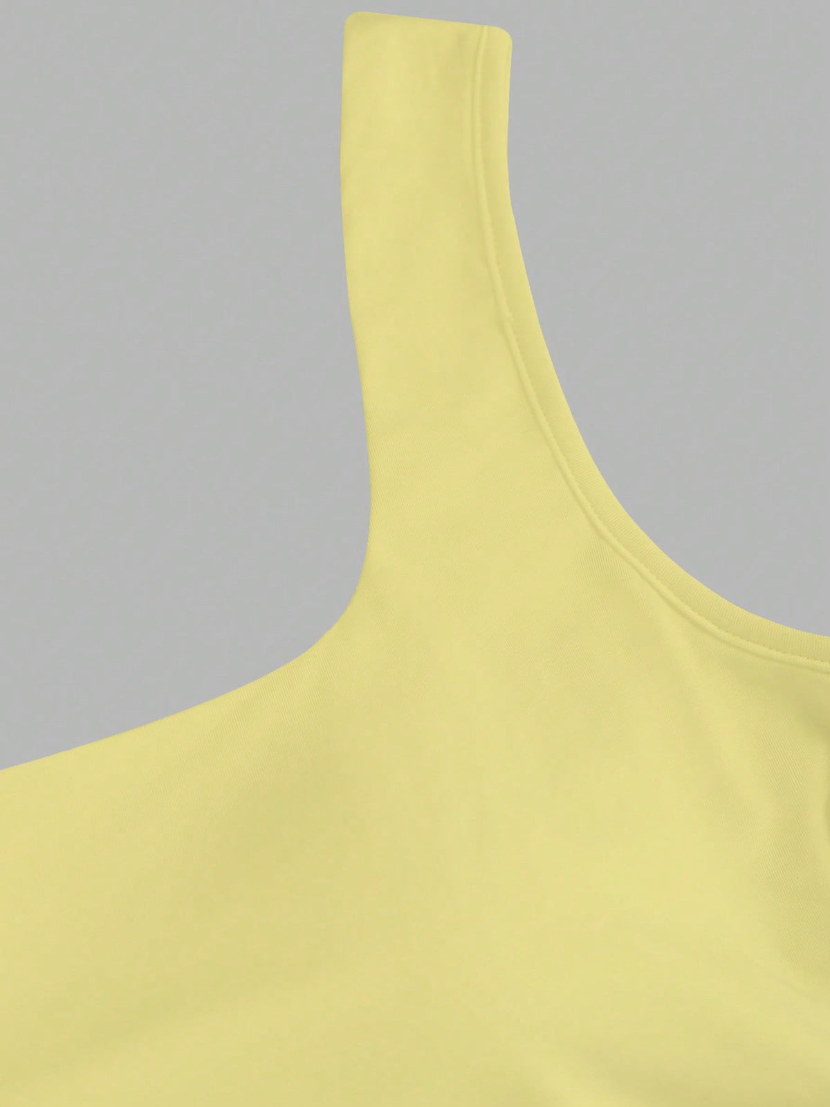FavEase Solid Color Pleated Padded Fashionable Square Neck Casual Fitted Tank Top