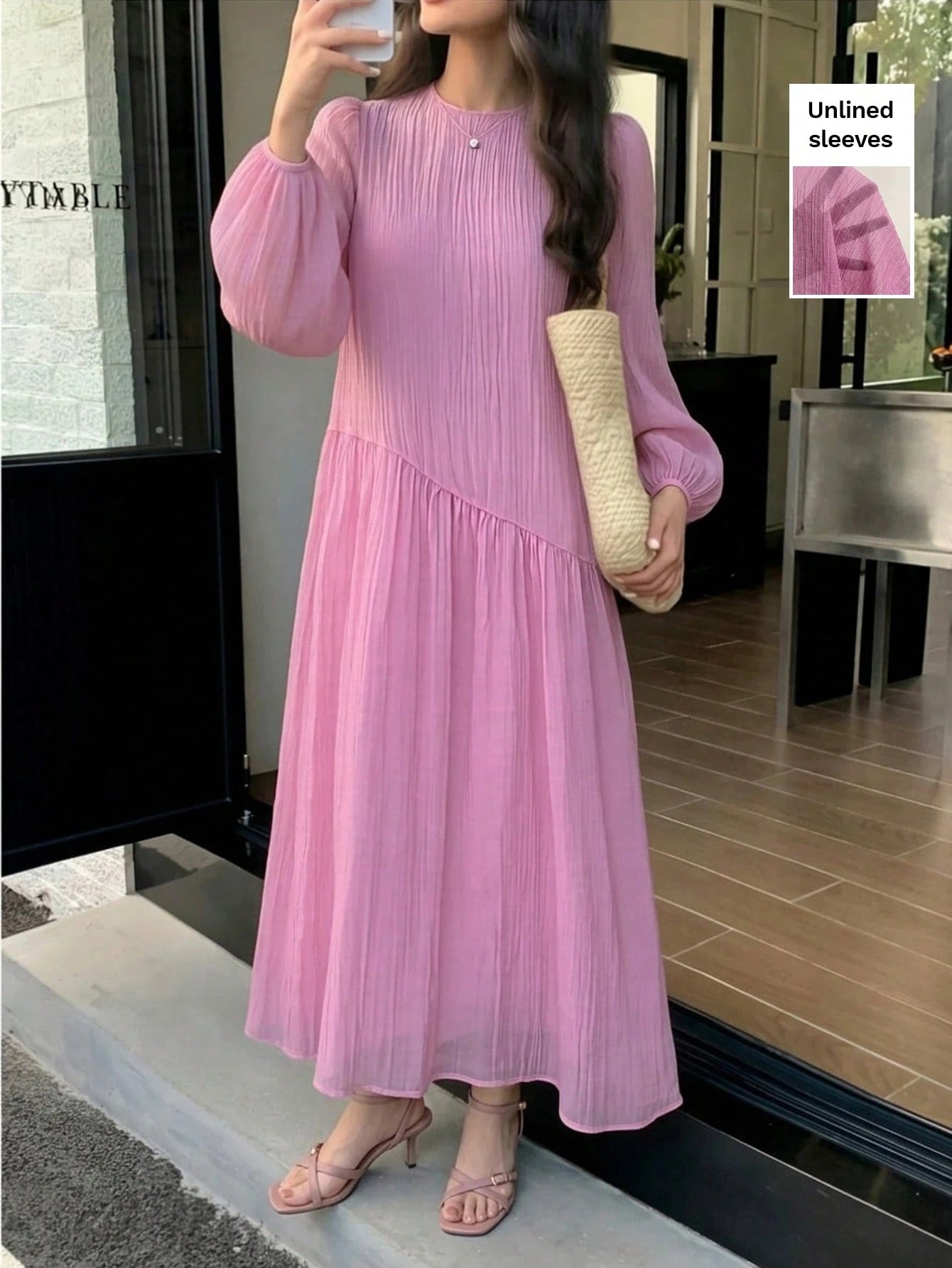 Feyla New Solid Color Loose Fit Comfortable Vacation Versatile Lantern Sleeve Dress Unlined Sleeves Unlined Sleeves Unlined Sleeves Unlined Sleeves