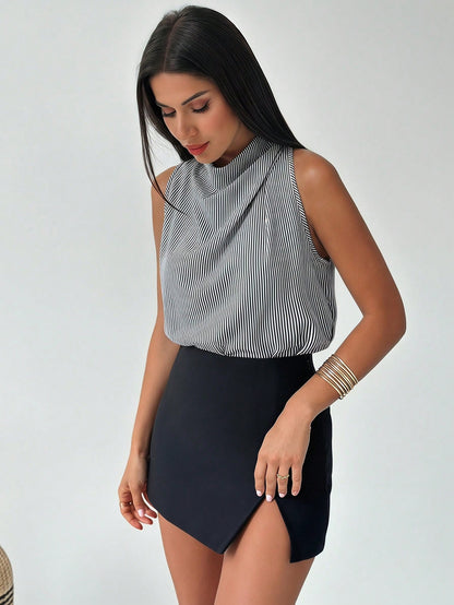 Firerie Women's Elegant Fashion New Commuting Office Daily Vacation Music Festival Asymmetrical Pleated Apricot Blouse, Spring/Summer