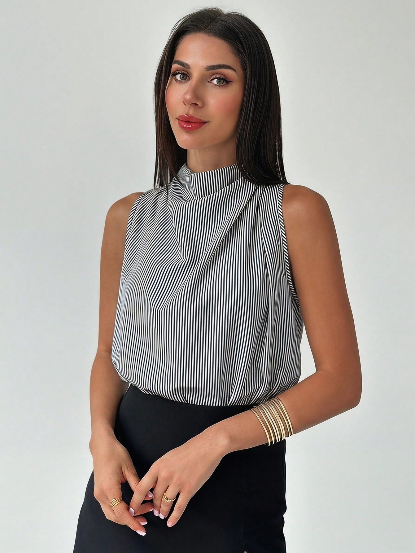 Firerie Women's Elegant Fashion New Commuting Office Daily Vacation Music Festival Asymmetrical Pleated Apricot Blouse, Spring/Summer