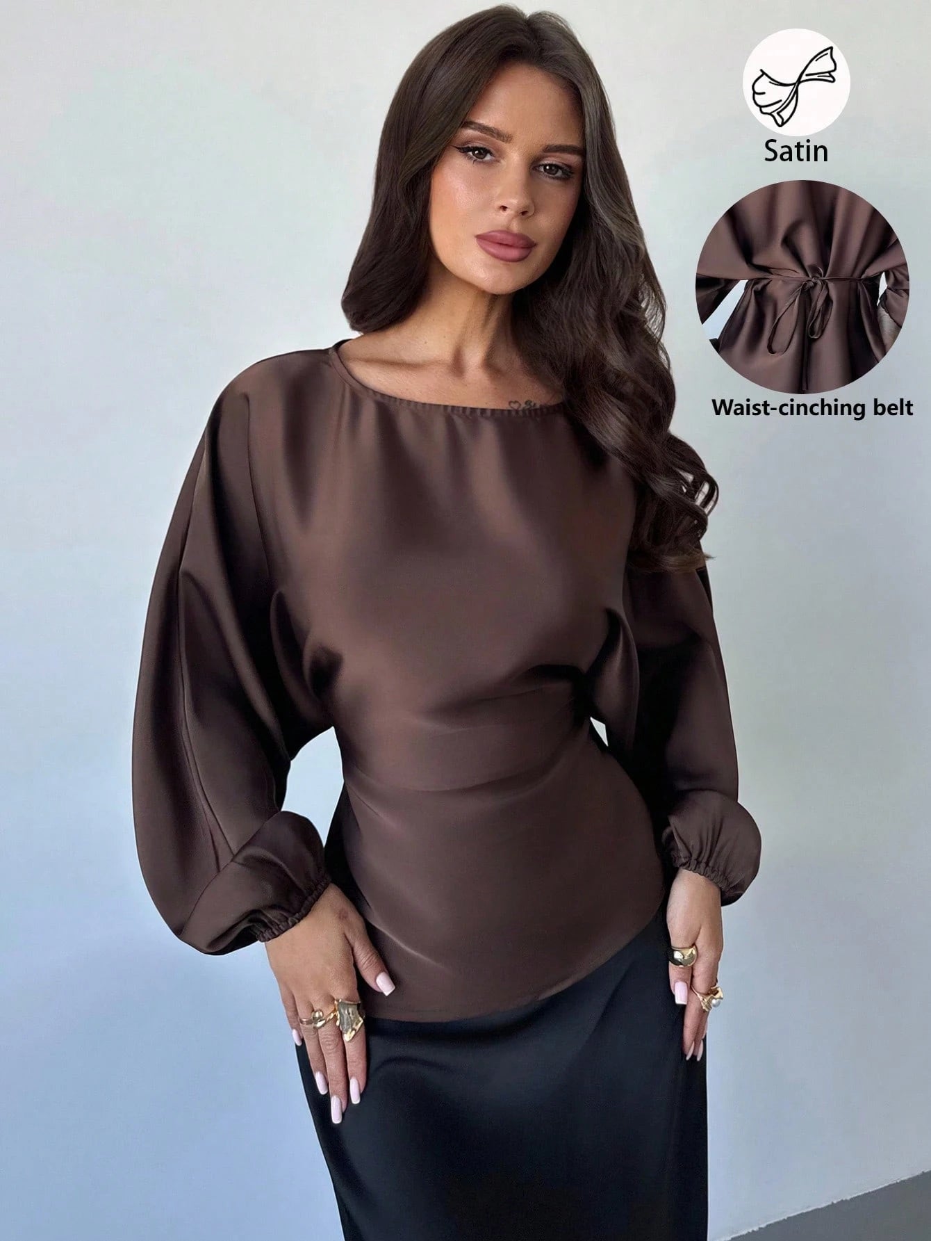 Firerie Women's New Minimalist Sexy Elegant Romantic Casual Daily Urban Commute Fashion Versatile Leopard Print Round Neck Batwing Sleeve Ruched Blouse Autumn