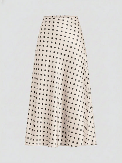 Firerie Women's Retro Elegant Polka Dot Print Vacation Style Skirt,Fall,Fall For Women,Winter For Women,Vacation