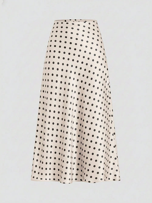 Firerie Women's Retro Elegant Polka Dot Print Vacation Style Skirt,Fall,Fall For Women,Winter For Women,Vacation