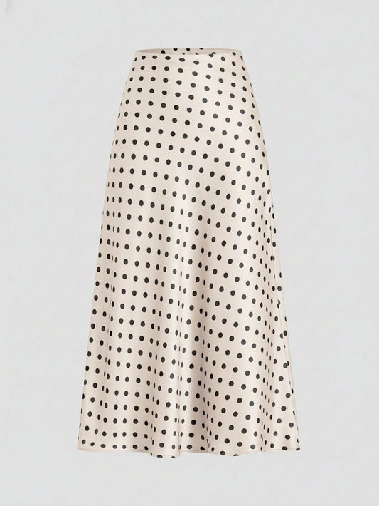 Firerie Women's Retro Elegant Polka Dot Print Vacation Style Skirt,Fall,Fall For Women,Winter For Women,Vacation