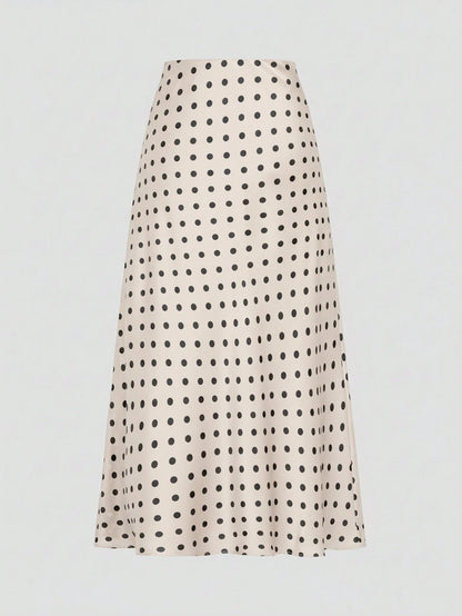 Firerie Women's Retro Elegant Polka Dot Print Vacation Style Skirt,Fall,Fall For Women,Winter For Women,Vacation