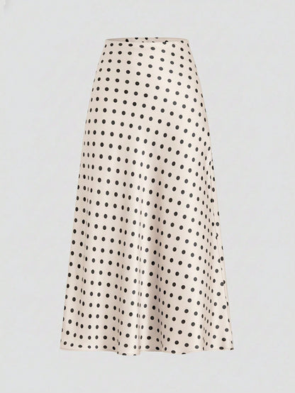 Firerie Women's Retro Elegant Polka Dot Print Vacation Style Skirt,Fall,Fall For Women,Winter For Women,Vacation