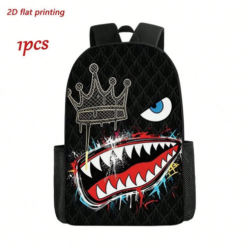 First Choice Back-To-School Season Is Backpack With Stylish Graffiti 2D Print, Zipper Closure, Adjustable Shoulder Straps, Large Capacity, And Multi-Functional Design.It Is Suitable Travel And Commuti