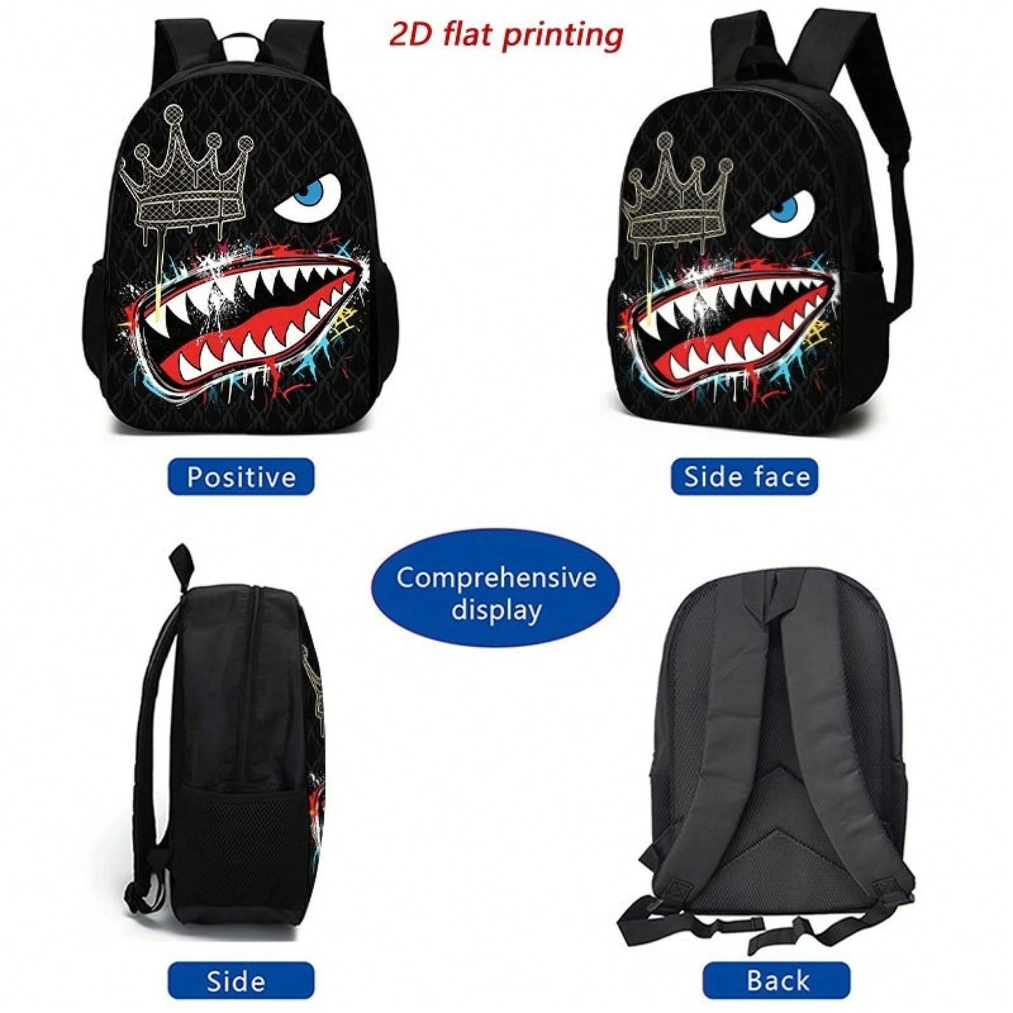 First Choice Back-To-School Season Is Backpack With Stylish Graffiti 2D Print, Zipper Closure, Adjustable Shoulder Straps, Large Capacity, And Multi-Functional Design.It Is Suitable Travel And Commuti