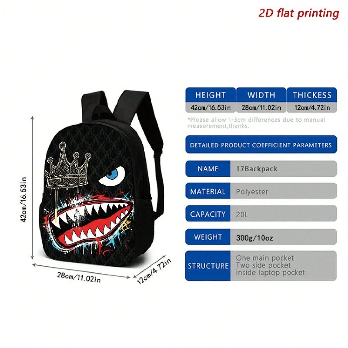 First Choice Back-To-School Season Is Backpack With Stylish Graffiti 2D Print, Zipper Closure, Adjustable Shoulder Straps, Large Capacity, And Multi-Functional Design.It Is Suitable Travel And Commuti