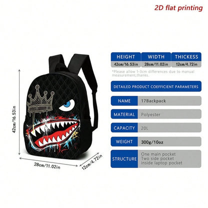First Choice Back-To-School Season Is Backpack With Stylish Graffiti 2D Print, Zipper Closure, Adjustable Shoulder Straps, Large Capacity, And Multi-Functional Design.It Is Suitable Travel And Commuti
