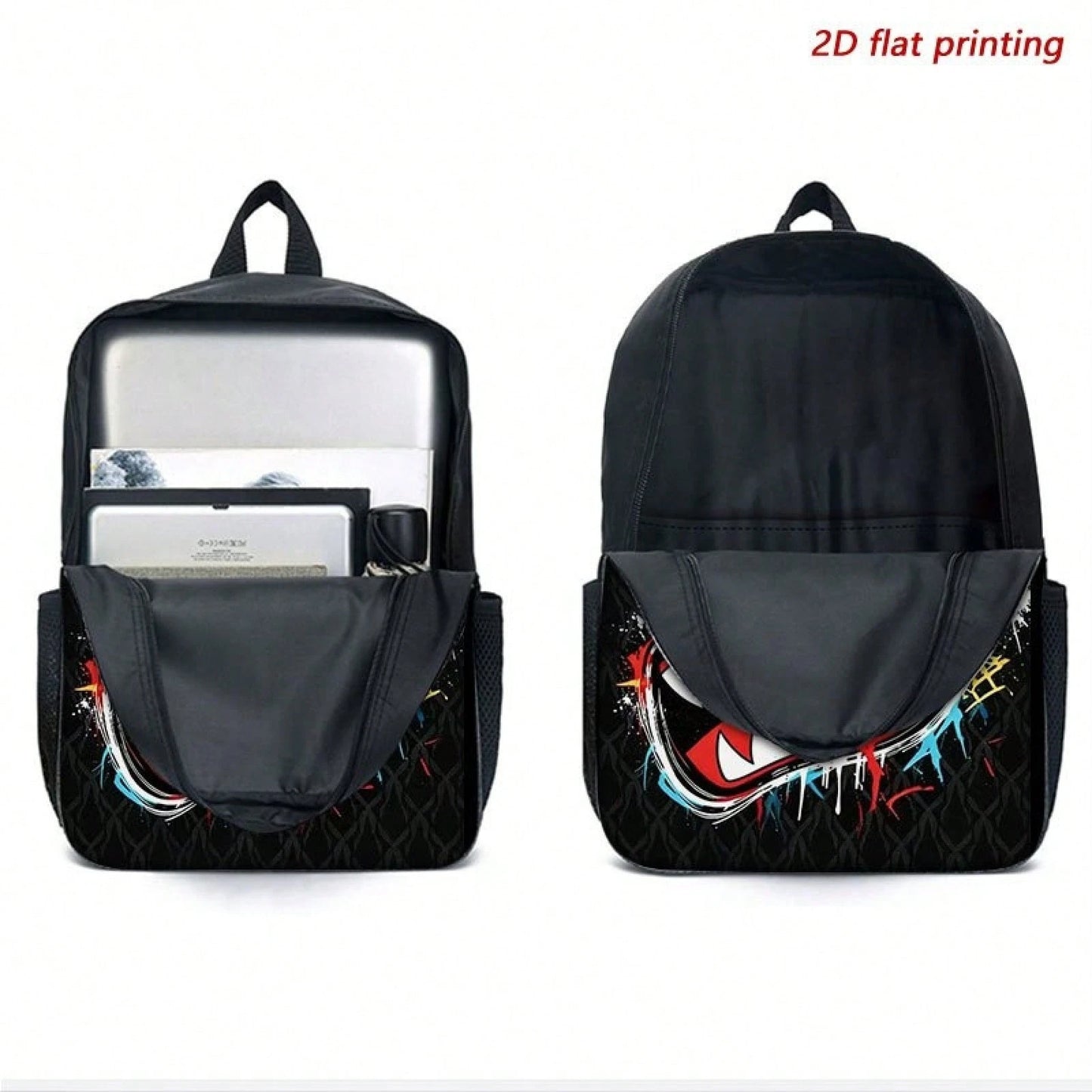 First Choice Back-To-School Season Is Backpack With Stylish Graffiti 2D Print, Zipper Closure, Adjustable Shoulder Straps, Large Capacity, And Multi-Functional Design.It Is Suitable Travel And Commuti