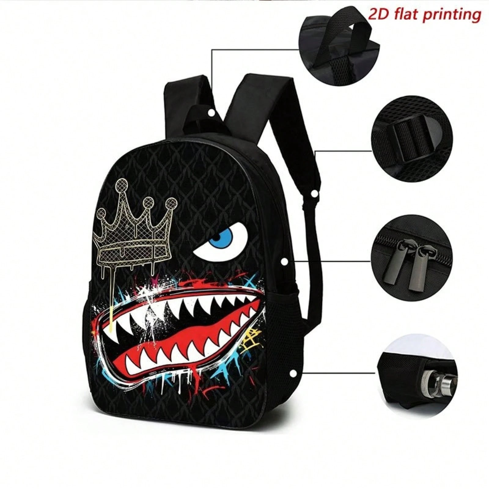 First Choice Back-To-School Season Is Backpack With Stylish Graffiti 2D Print, Zipper Closure, Adjustable Shoulder Straps, Large Capacity, And Multi-Functional Design.It Is Suitable Travel And Commuti