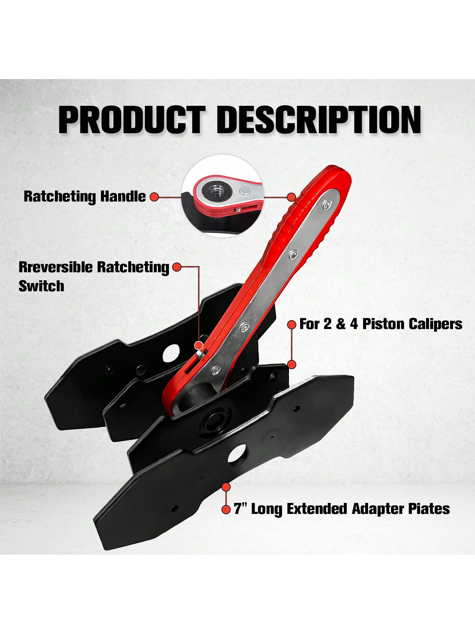FITHOIST Brake Caliper Compression Tool,Caliper Piston Compressor Tool With Extra 2PCS Large Plates 1.57"-2.95" For Disc Brake Pad Spreader,Automotive Tools With 2 Caliper Hangers,Car Brake Repair