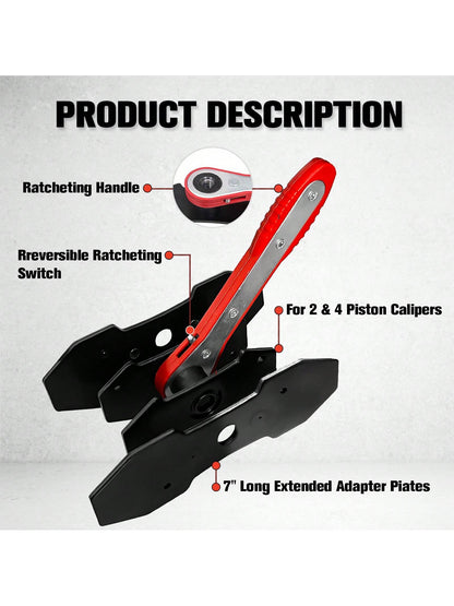 FITHOIST Brake Caliper Compression Tool,Caliper Piston Compressor Tool With Extra 2PCS Large Plates 1.57"-2.95" For Disc Brake Pad Spreader,Automotive Tools With 2 Caliper Hangers,Car Brake Repair