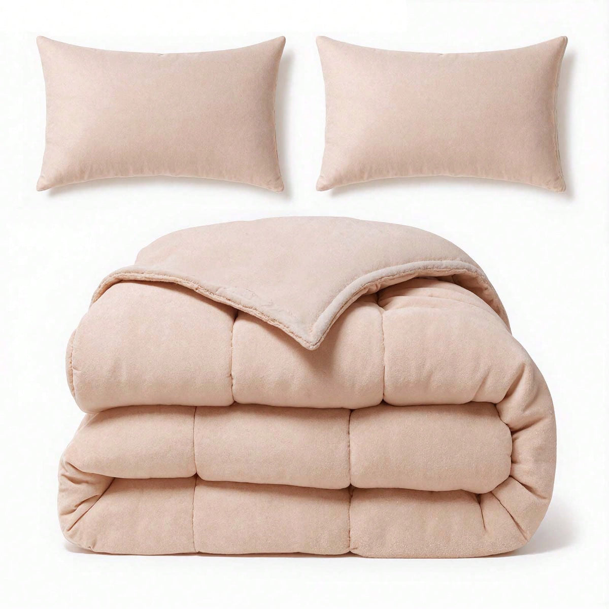 Fleece Quilted Comforter, 3-Layer Thick Flannel Blanket With Plush Bread Grid Texture, Double-Sided Cozy Warm Winter Bedding, Soft Plush Throw For Bed, Couch, Sofa, Living Room, Or Bedroom Decoration