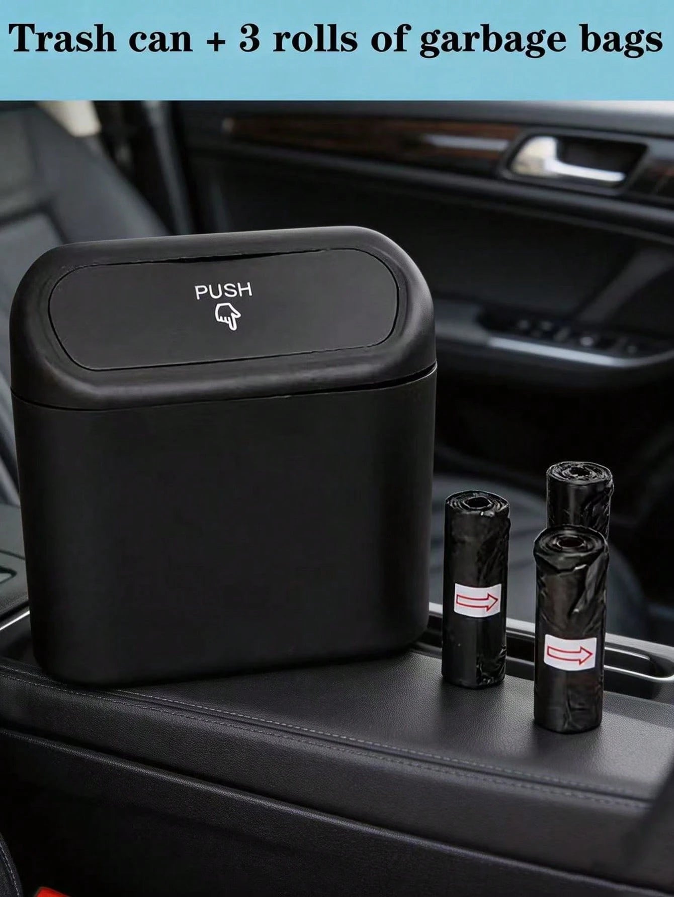 Flip-Top Compact Car Trash Can With Leak-Proof Lid, Includes Trash Bags, Overflow-Proof Design, Durable And Easy To Clean, Universal Car Storage Accessory For Trucks And SUVs