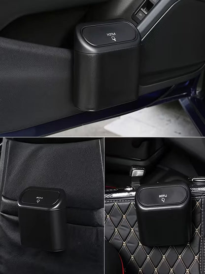 Flip-Top Compact Car Trash Can With Leak-Proof Lid, Includes Trash Bags, Overflow-Proof Design, Durable And Easy To Clean, Universal Car Storage Accessory For Trucks And SUVs