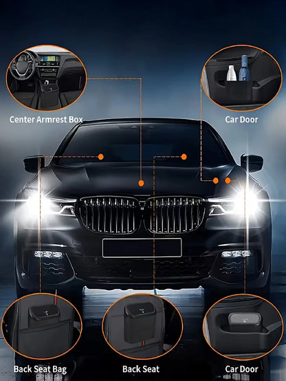 Flip-Top Compact Car Trash Can With Leak-Proof Lid, Includes Trash Bags, Overflow-Proof Design, Durable And Easy To Clean, Universal Car Storage Accessory For Trucks And SUVs