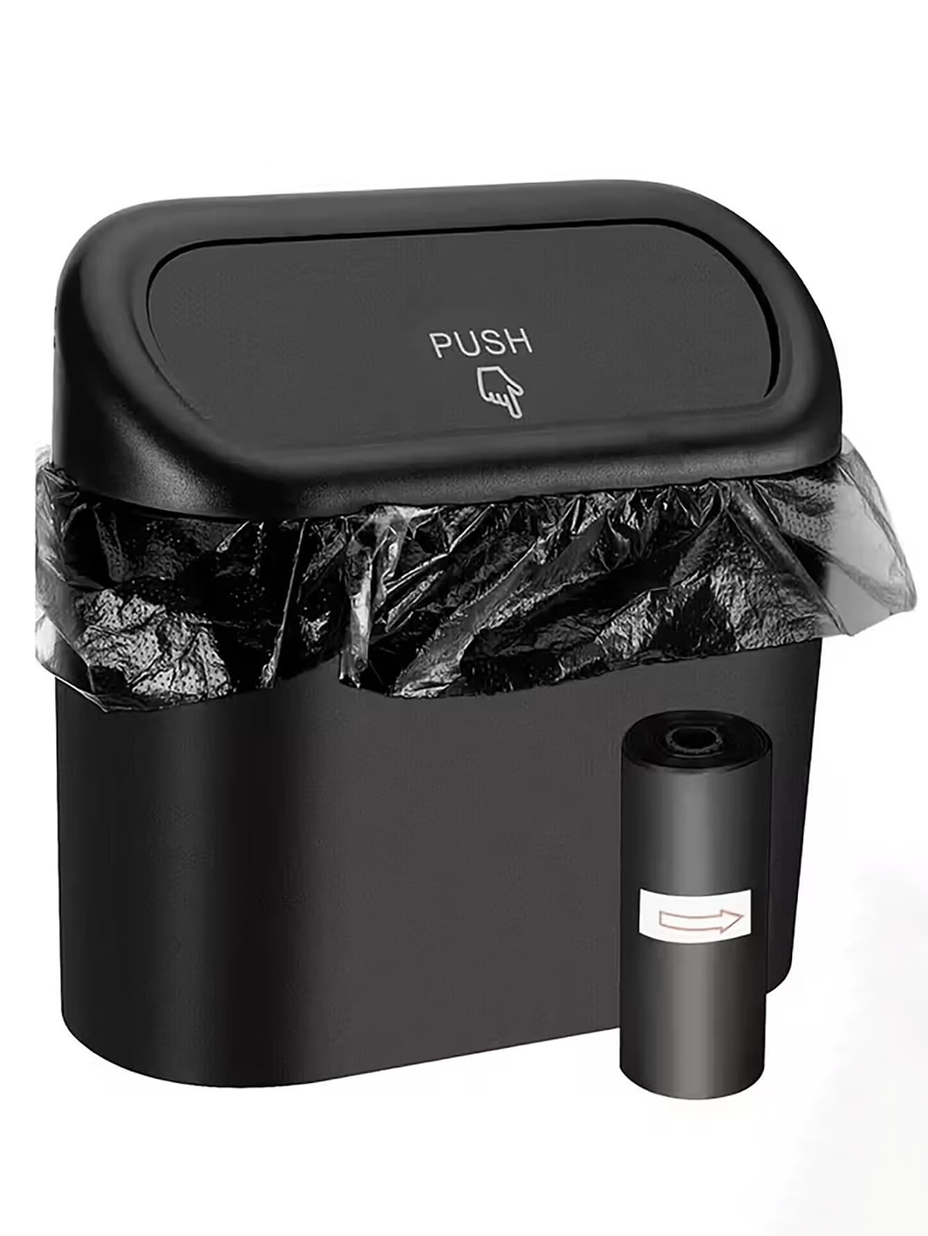 Flip-Top Compact Car Trash Can With Leak-Proof Lid, Includes Trash Bags, Overflow-Proof Design, Durable And Easy To Clean, Universal Car Storage Accessory For Trucks And SUVs