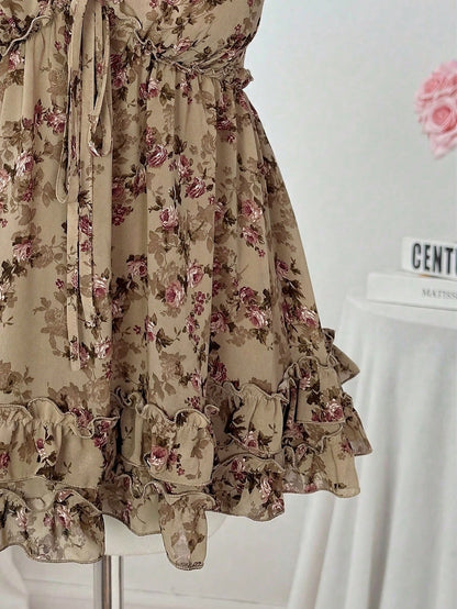 Flirla Plus Size Women Casual Floral Print Chiffon Camisole