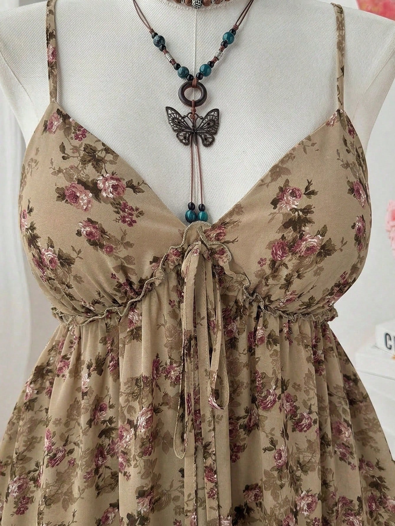 Flirla Plus Size Women Casual Floral Print Chiffon Camisole