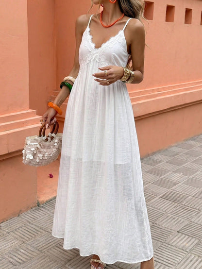 Flora Isola Flora Isola Spring/Summer Women's Crossover Lace Strap A-Line Dress, Elegant Casual Vacation Dress, Date Travel Beach Dress