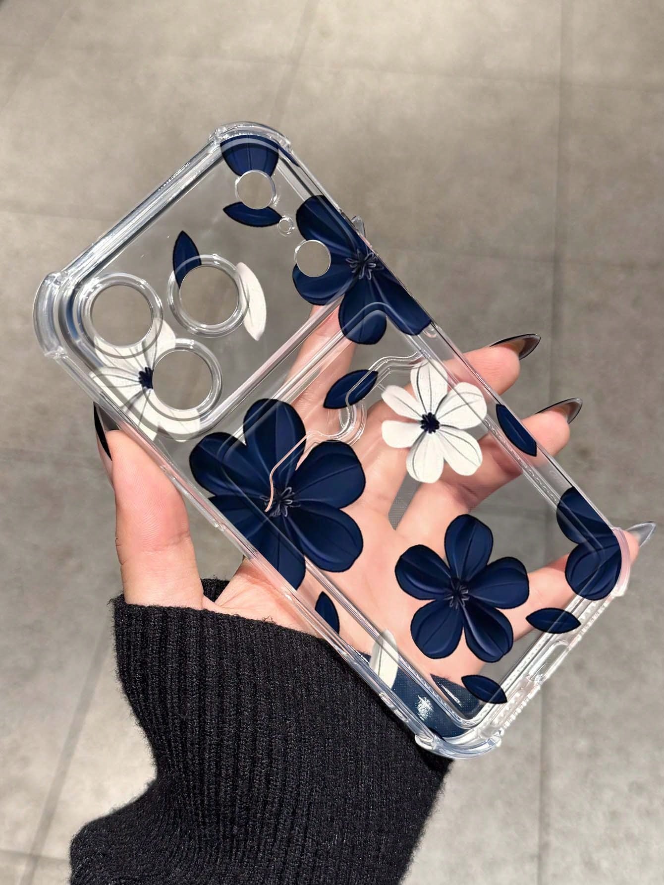 Flower Blue & White Floral Card Holder Anti-Drop Phone Case Compatible With Apple 17/16/14 Pro Max, High-Quality New Model 13, 15, Ins Style 12/12 Pro, 11, 15 Pro Max, 16