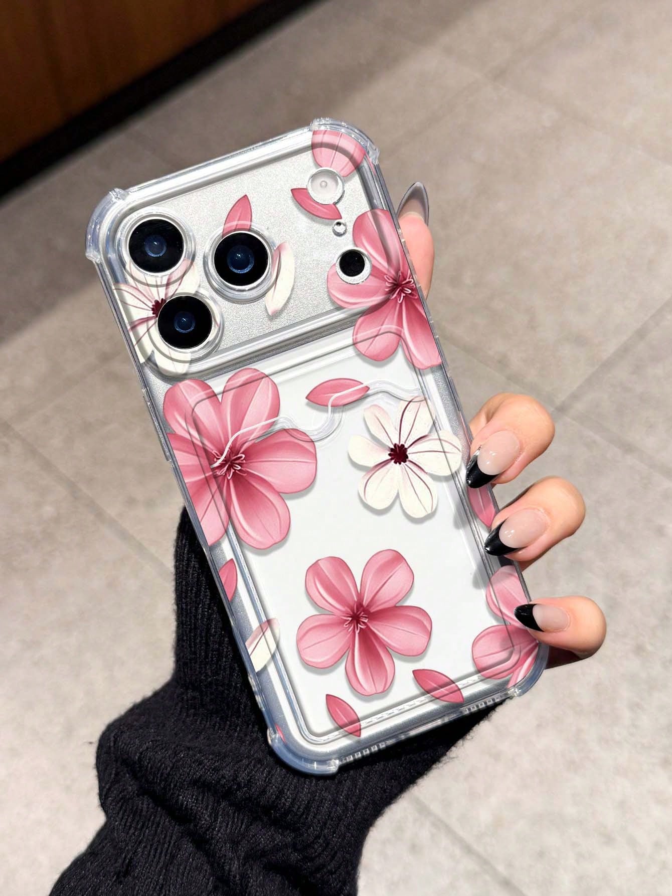 Flower Blue & White Floral Card Holder Anti-Drop Phone Case Compatible With Apple 17/16/14 Pro Max, High-Quality New Model 13, 15, Ins Style 12/12 Pro, 11, 15 Pro Max, 16